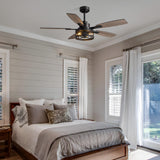 52 Inch Ceiling Fans with Lights and Remote & APP Control, Farmhouse Ceiling Fan with LED Lighting for Bedroom Living Room and Patio, Black Caged Ceiling Fan for Indoor and Outdoor(NO BULBS） YouthDream