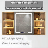 ZGNBSD Double Bathroom Vanity with Sink - Floating Bathroom Vanity Contains Smart Defog Mirror Cabinet, Solid Wood Bathroom Vanity with Drawer, Wall Mounted (Double Sink 60") ZGNBSD