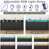 Gyfimoie 9 Drawers Dresser with Power Outlet, Black Dresser for Bedroom, Chest of Drawers with LED Light, Modern Dresser with Open Storage Cubby, Triple Wide Dresser Organizer for Living Room Gyfimoie