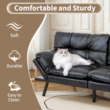 Opoiar 71" Convertible Futon Sofa Bed & Sleeper Couch - Memory Foam Loveseat Sofa with Adjustable Backrest/Armrest for Small Space, Apartment, Living Room - Black Opoiar