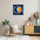 Axquilon Paint by Numbers Kit for Adults Beginner-Sun and Moon Adult Paint by Number Kits on Canvas, Easy Adults' Paint-by-Number Kits Oil Painting Craft Supplies for Gift Home Wall Decor 16x16in Axquilon