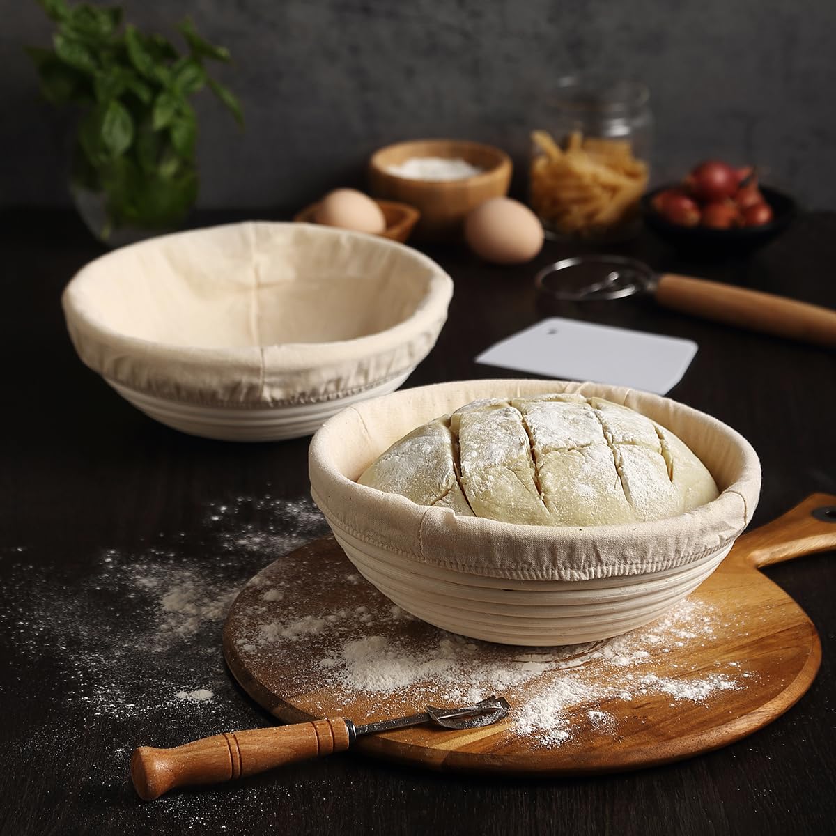 Saint Germain Bakery – Round Bread Banneton Proofing Basket with Liner