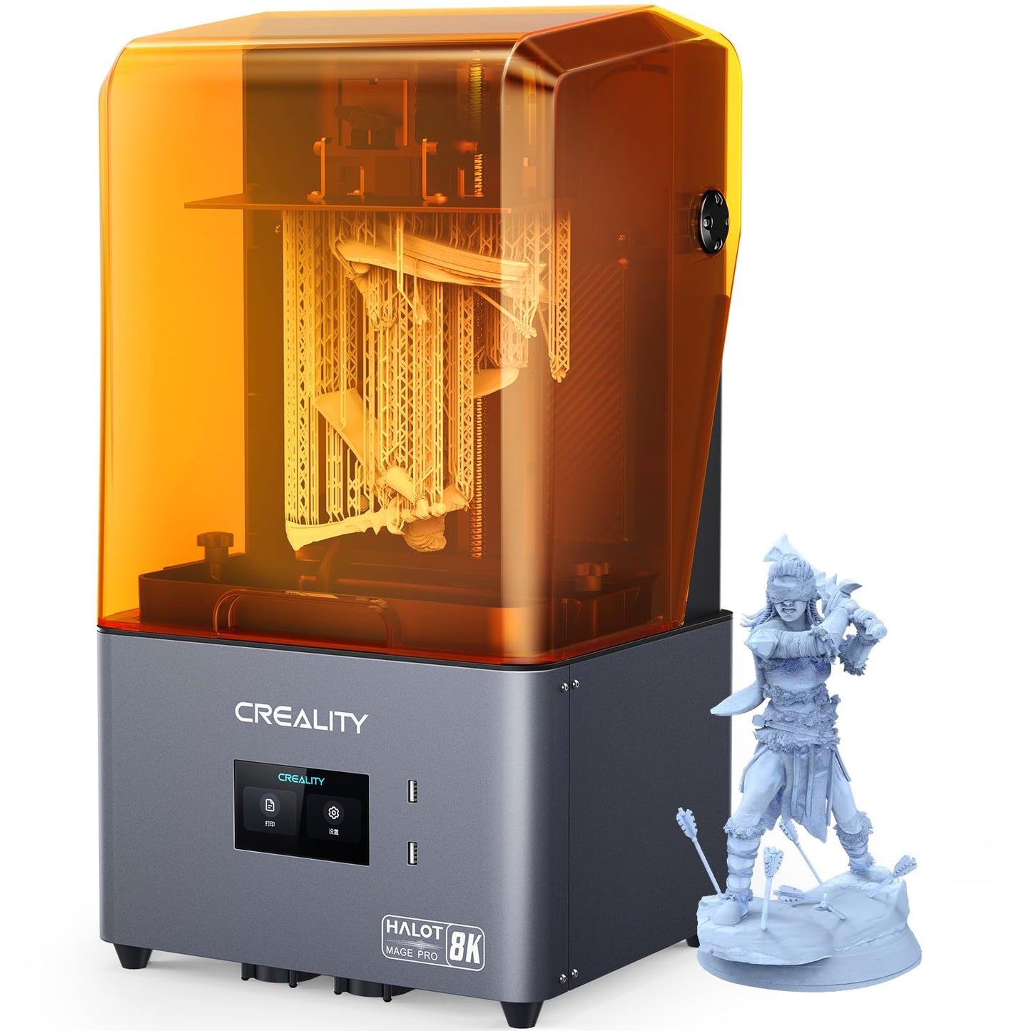 Creality HALOT MAGE PRO 8K Resin 3D Printer, Equivalent 12K Model Effect UV Resin Photocuring Printer with 5X Faster Printing Speed, Smart Resin Pump and Activated Carbon Filter, 8.97x5.03x9.05 inch