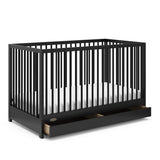 Graco Teddi 5-in-1 Convertible Crib with Drawer (Black) – GREENGUARD Gold Certified, Crib with Drawer Combo, Full-Size Nursery Storage Drawer, Converts to Toddler Bed, Daybed and Full-Size Bed Graco