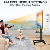 TVON Rolling TV Stand with Power Outlet for 32-70 Inch LCD LED OLED Flat Curved Screen TVs up to 88 lbs, Portable TV Stand on Wheels and Height Adjustment Max VESA 400x400mm TVON