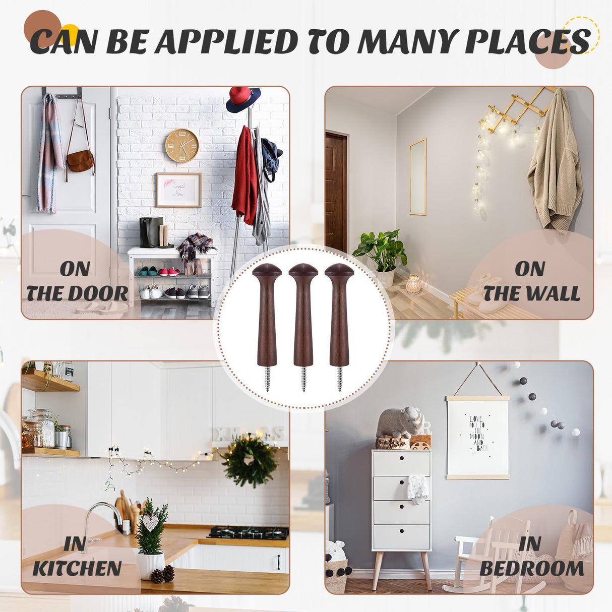 20 Pieces Wooden Shaker Peg Screw-on Pegs 2.9 Inch Long Unfinished Wood Shaker Racks for Hanging Clothes Hats Towel and More DIY Paint Color (Dark Brown) Jetec