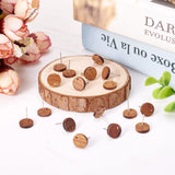 Pandahall 50pcs Walnut Wood Flat Round Earring Stud 10mm Natural Wooden Earring Stud with 316 Stainless Steel Findings for DIY Earrings Making, Hole: 1.6mm PH PandaHall
