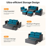 VINGLI 6 Pieces Wicker Patio Furniture Set, Outdoor Sectional Furniture Patio Conversation Set Space-Saving Design with Ottomans and Coffee Table for Garden,Poolside, Backyard (Black) VINGLI