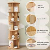 MXV Rotating Bookshelf, 360° Display 5 Tier Floor Standing Bookcase, Storage Rack for Kids&Adult, Multi-Functional Bookshelf Organizer for Bedroom, Study Room and Living Room MXV