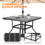 NUU GARDEN 5-Piece Outdoor Dining Set, All Weather Outdoor Padded Textilene Patio Chairs and Square Dining Table with Umbrella Hole for Backyard, Patio, Garden, Deck, Light Black and Grey NUU GARDEN