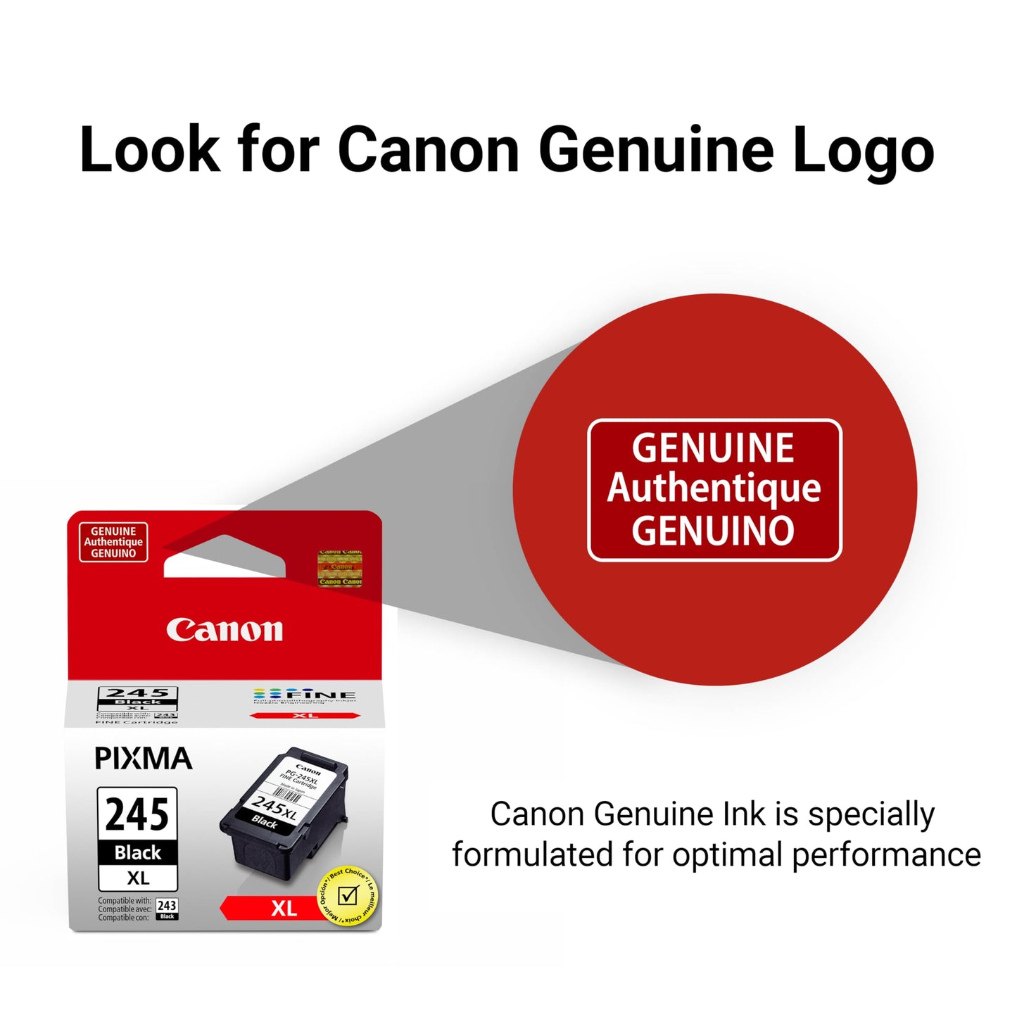 Canon PG-245 XL Genuine Black Ink Cartridge, Compatible with iP2820, MG2420/2924/2920/3020/2522/2525, MX492, TS3120/302/302a/202/202a/4520/3320