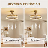 Moooni 20" Ceiling Fan with Light Remote Control Gold Ceiling Fan with Light, 6 Wind Speeds Flush Mount Fandelier, Low Profile LED Ceiling Fan, Modern Ceiling Fan for Bedroom Living Room Kitchen Moooni