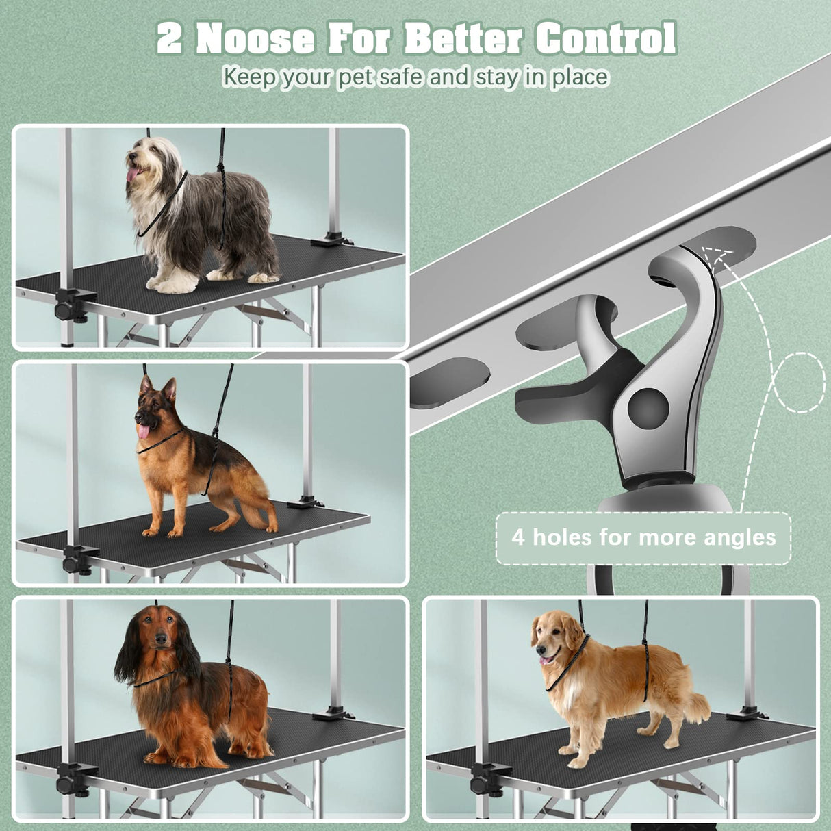 Dog Grooming Table, Adjustable Large Pet Drying Desktop, Foldable Bathing Desk with Arms, Noose, Mesh Tray, Maximum Capacity Up to 330Lb, 46in, Dark Black Lyromix