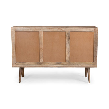 Great Deal Furniture Zona Mid-Century Modern Mango Wood 3 Drawer Sideboard with 2 Doors, Natural - WoodArtSupply