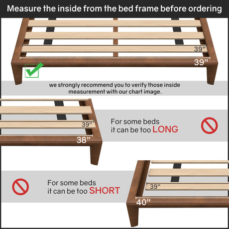 Continental Sleep, 0.68-Inch Horizontal Wooden Bunkie Board/Bed Slats, Enhance Mattress Support, Twin(39"), Beige Continental Sleep
