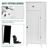 Tangkula White Wooden Bathroom Floor Cabinet with Large Drawer and Adjustable Shelves Tangkula