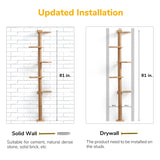 FUKUMARU Tall Cat Tree, 5 Tier Floor to Ceiling Cats Tower, Wall-Mounted Kitten Scratching Post, Wild Simulation Kittens Wall Shelves, Suitable for Climb, Scratch, Lookout and Play FUKUMARU