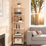 YGYQZ Bookshelf, 5-Tier High Vertical Book Shelf with Large Capacity, DIY Stackable Wooden and Metal Bookshelf Organizer, Suitable for Living Rooms, Offices, Bedrooms, and Studies YGYQZ