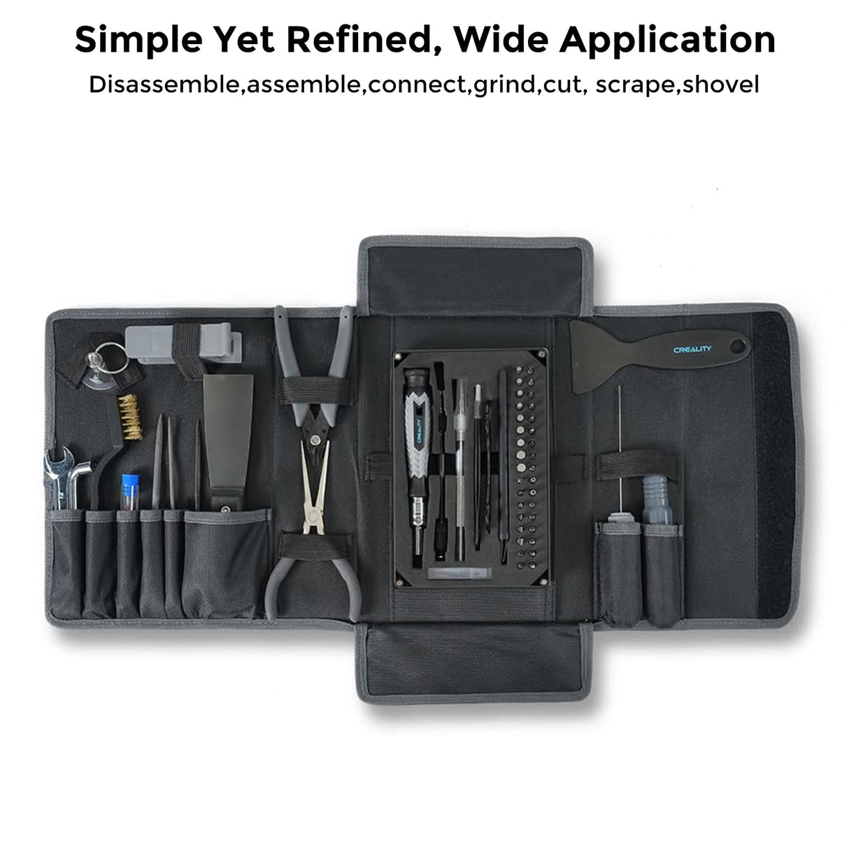 Creality Official 3D Printer Tools Kit, 74 Pieces in 1 Assembly/Removal/Finishing/Filament Cutting Tool with Nozzle Cleaning Kit Needle Nose Plier Screwdriver Kit Tool Storage Bag Comgrow