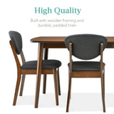 Best Choice Products 5-Piece Dining Set, Compact Mid-Century Modern Table & Chair Set for Home, Apartment w/ 4 Chairs, Padded Seats & Backrests, Wooden Frame - Walnut/Charcoal Best Choice Products