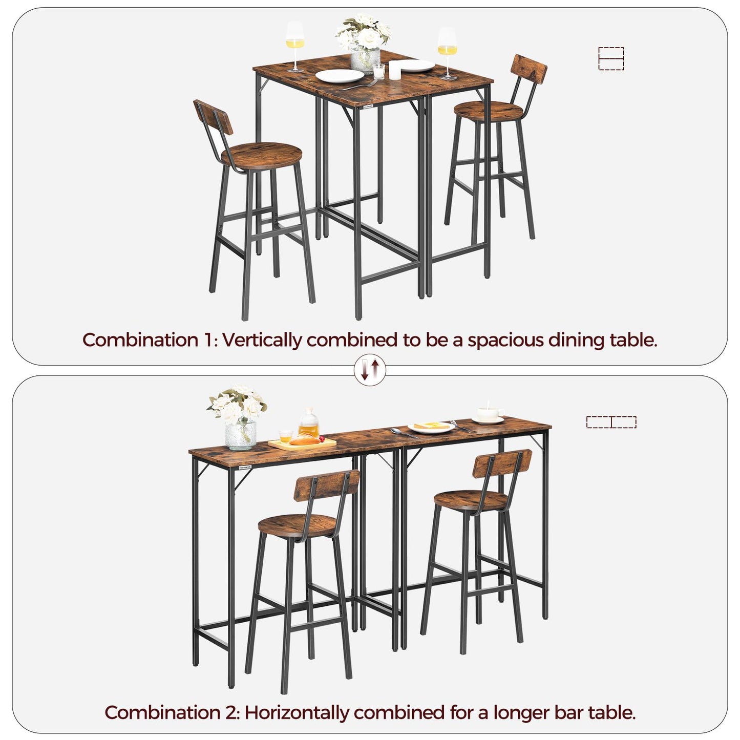 MAHANCRIS 63-Inch Rustic Brown Narrow Bar Table - Versatile Dining & Counter Height Console Table - WoodArtSupply