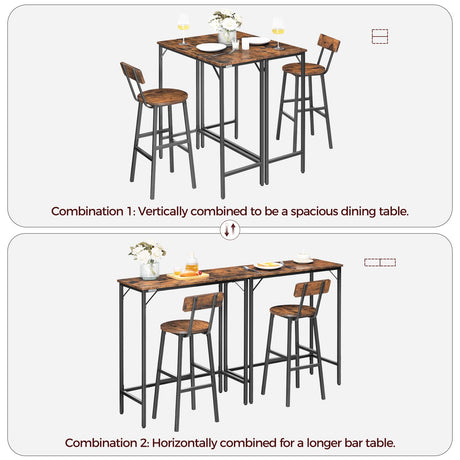MAHANCRIS 63-Inch Rustic Brown Narrow Bar Table - Versatile Dining & Counter Height Console Table MAHANCRIS