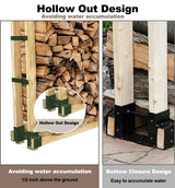 Fiwithy Outdoor Firewood Rack Bracket Kit with 4 Support Bars for Fire Wood Pile Storage, Heavy Duty DIY Fireplace Log Stacking Stand Holder for 2x4 Lumber, Green, 1 Pair Fiwithy