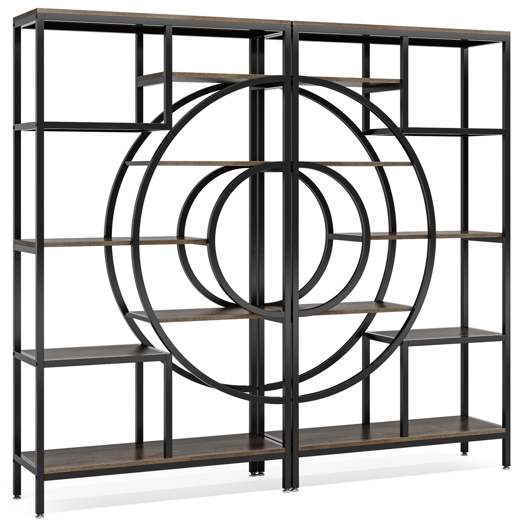 Tribesigns 71 in Geometric 8-Tier Industrial Bookshelf with Metal Frame for Home Office and Living Room - WoodArtSupply