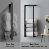 Towel Rack for Rolled Towels, Towel Rack for Bathroom,Wall Mounted Metal Bathroom Organizer, Bath Towel Holder Wall for Modern Small Space Bathroom Towel Storage (Black) Roeveca