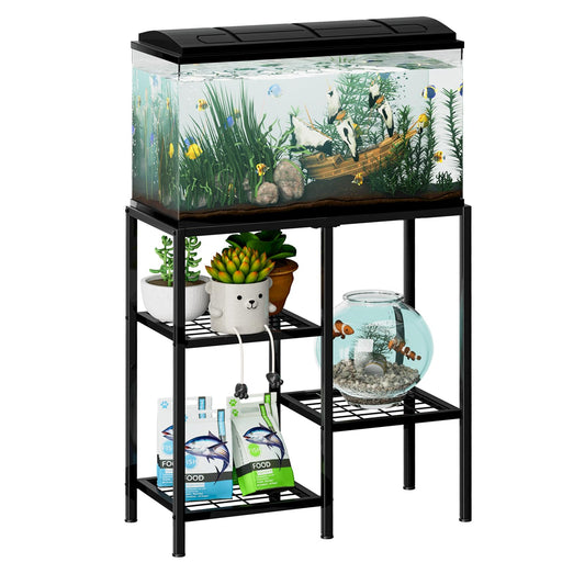 CADUKE Aquarium Stand 20 Gallon, Metal Fish Tank Stand, Aquarium Rack Stand for Fish Tank Accessories , 3 Tier Turtle Reptile Terrarium Stand for Living Room Office