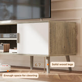 SUPERJARE TV Stand for 55 Inch TV, Entertainment Center with Adjustable Shelf, 2 Cabinets, TV Console Table, Media Console, Solid Wood Feet, Cord Holes, for Living Room, Bedroom, Gray and White SUPERJARE