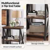 End Tables Living Room Set of 2 Farmhouse, Side Table with Storage Shelf, 16" W x 12" D x 24" H, 3 Tier Side Table Set of 2, X-Shaped Night Stands Set of 2 for Bedrooms, Coffee Table Set of 2 TooCust