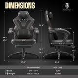 Dowinx Gaming Chair with Footrest, Gaming Chair for Heavy People, Gamer Chair for Adult with Massage, Computer Gaming Chair with PU, PC Game Chair for 200lbs (Black) Dowinx