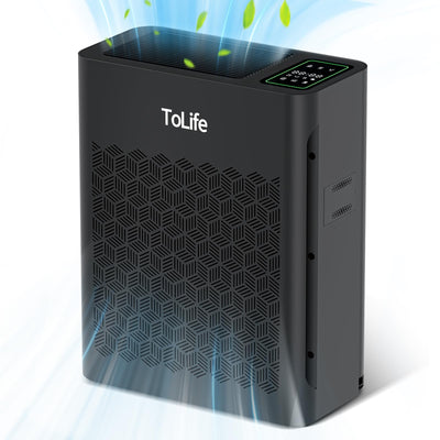 ToLife Air Purifiers for Home Large Room Up to 2000 Ft² with PM 2.5 Display Air Quality Sensor, Auto Mode, Timer, HEPA Air Purifier for Bedroom Filters Smoke, Pollen, Pet Dander, Allergies, Black