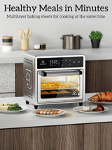 Air Fryer Toaster Oven Combo,10-in-1 12.6QT Compact Countertop Oven,9 Touch Screen Presets & 1 DIY Function,Easy Digital Controls,4 Accessories Included,Stainless Steel,Kitchen Elite Kitchen Elite