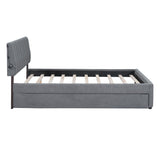 Harper & Bright Designs Queen Size Upholstered Platform Bed with Twin Size Trundle, Teddy Fleece LED Platform Bed Wood Frame with Headboard, No Box Spring Needed - Gray Harper & Bright Designs