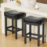 Raynesys Counter Height Bar Stools Set of 2, 24 Inch Barstools for Kitchen Island Counter, Bonded Leather Kitchen Stools with Thick Saddle Seats & Heavy Duty Metal Base, Easy Assembly, All Black Raynesys