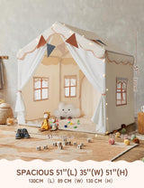 besrey Kids Tent, Kids Playhouse 2 in 1 with Padded Mat and String Lights, Large Play House with 2 Doors & 4 Windows, Kids Play Tent Indoor & Outdoor, Toddler Tent for Kids, 51" x35" x 51" besrey