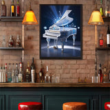 JXAVAXDE White Piano Diamond Painting Kits, Music Full Drill Round Diamond Dots Paintings for Beginners 5D DIY Diamonds Pictures Gem Art Painting Set 12x16 Inch JXAVAXDE