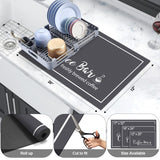 Findosom Dish Drying Mat, 12"x20" Absorbent Coffee Bar Mat for Countertops, Coffee Bar Accessories with Coffee Cup Pattern for Kitchen Counter Coffee Maker Coffee Pot Dining Room Decoration Findosom