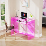 solaround Acrylic Desk Laptop Workstation Study Table Home Office Console Table Entrance Table Decor (Pink) solaround