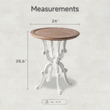 LONYKE Rustic Accent End Table, Farmhouse Side Table with Natural Top for Family, Dining or Living Room, Handcrafted Finish, White LONYKE
