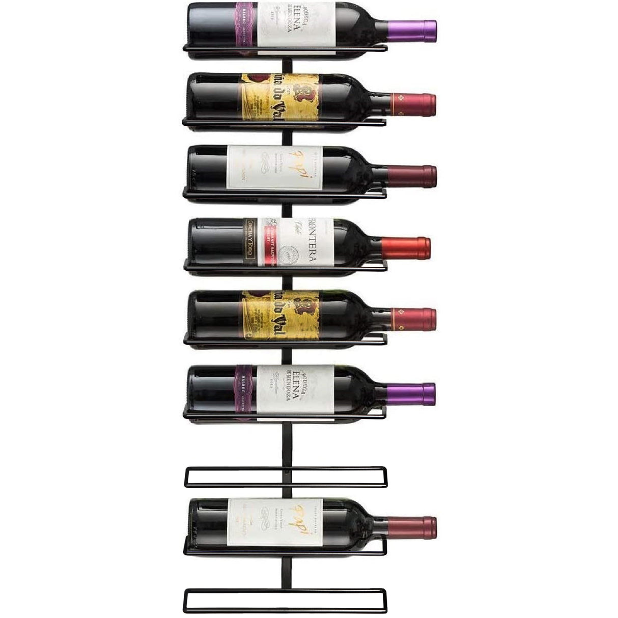 Sorbus Wall Mount Wine Rack (Holds 9 Bottles) - Wine Rack Wall Mounted for Wine Bottles, Liquor, Champagne, Black Metal Wine Bottle Holder for Home Bar, Wine Kitchen Storage Sorbus