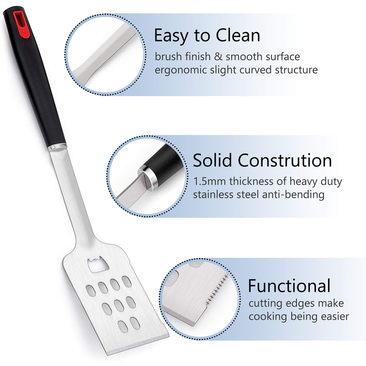 HaSteeL BBQ Grill Accessories Set of 7, Stainless Steel Grilling Tools Set with Storage Bag, Heavy Duty Grill Spatula, Tong, Fork, Basting Brush, Cleaning Brush, Dishwasher Safe & Man’s Gift HaSteeL