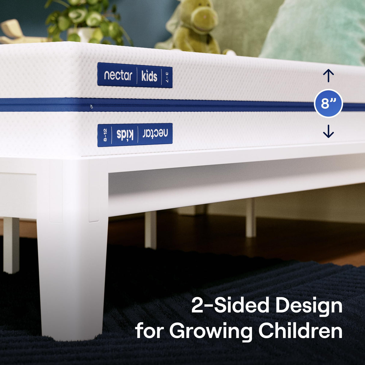 Nectar Kids Full Mattress 8” - 2-Sided Design for Growing Children - Pressure Relieving Memory Foam - Fiberglass Free - 365 Night Trial - Mattress in a Box Nectar