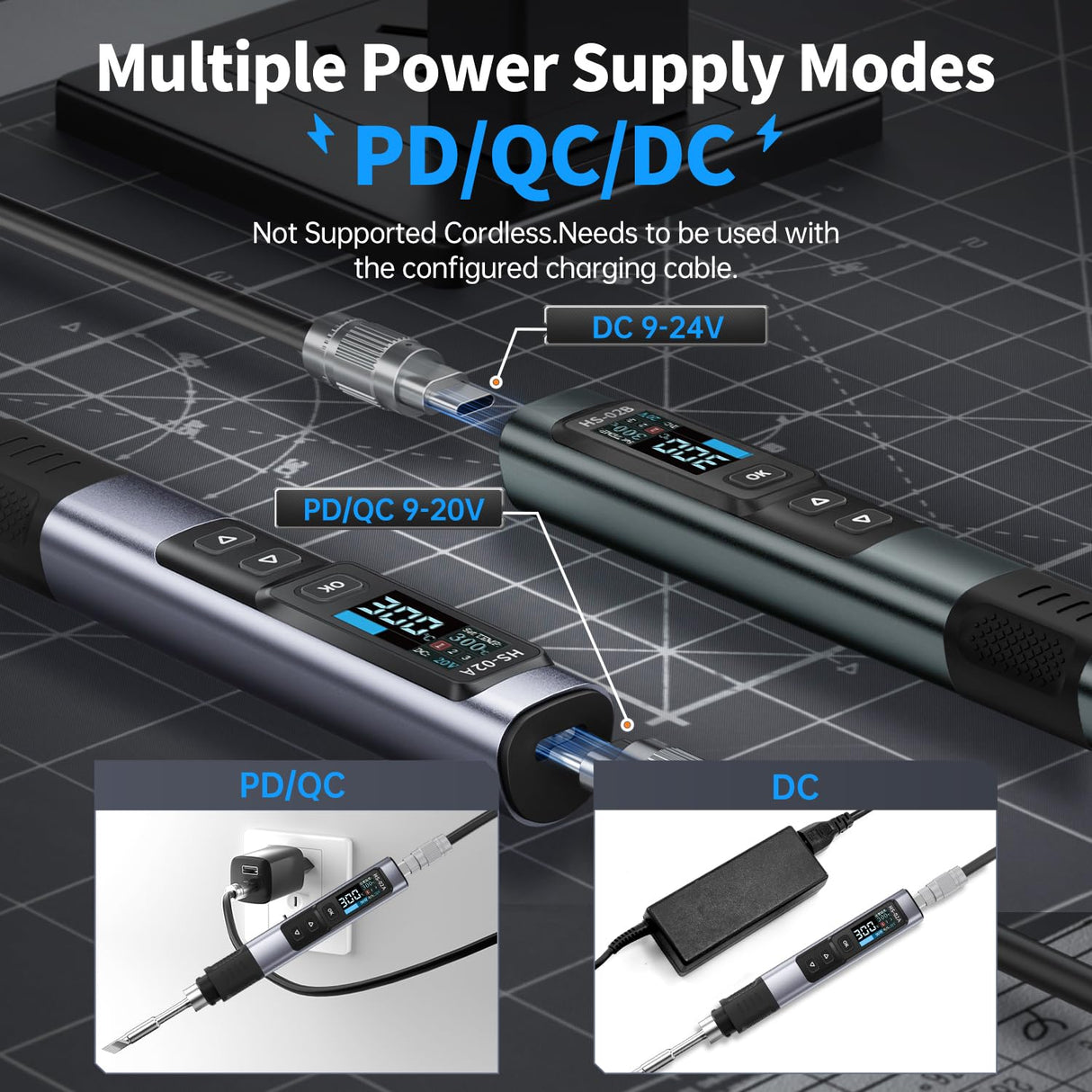 FNIRSI HS-02A 100W Portable Corded Soldering Iron Kit with Storage Case, 3S Fast Heating, 212-842℉, Pre-set 3 Groups Temperature, 6 F245 Soldering Tips, Smart Soldering Iron Pen for Electronics Repair FNIRSI