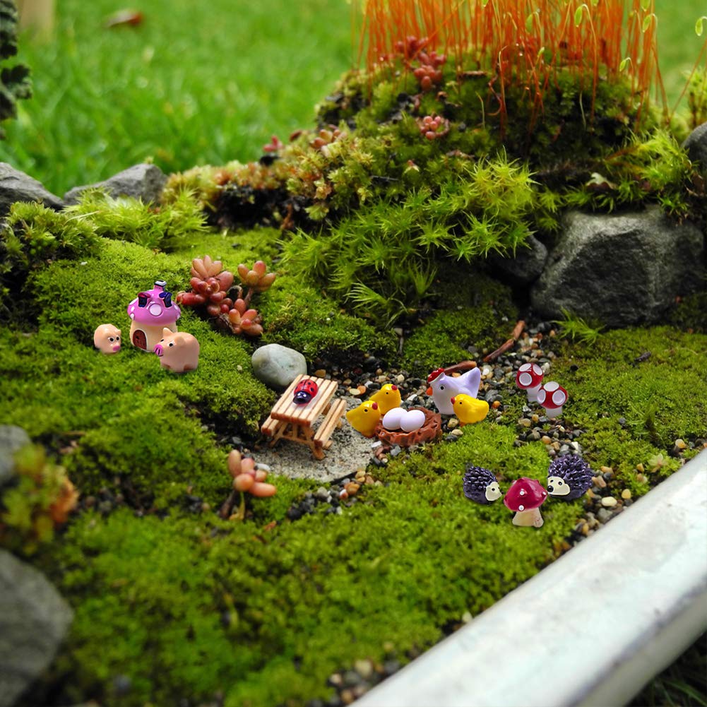 Dracarys Selected 100 Pcs Fairy Garden Accessories, Mini Resin Animals, Miniature Figurines, Micro Landscape Ornaments Kit, Garden DIY Animals, Environmental Resin, Forest Encounters Dracarys