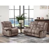 CANMOV Manual Loveseat Recliner, 2 Seat Recliner Sofa Chair with Armrest and Overstuffed Backrest, Couch Set for Living Room, Bedroom, Office, Light Brown CANMOV