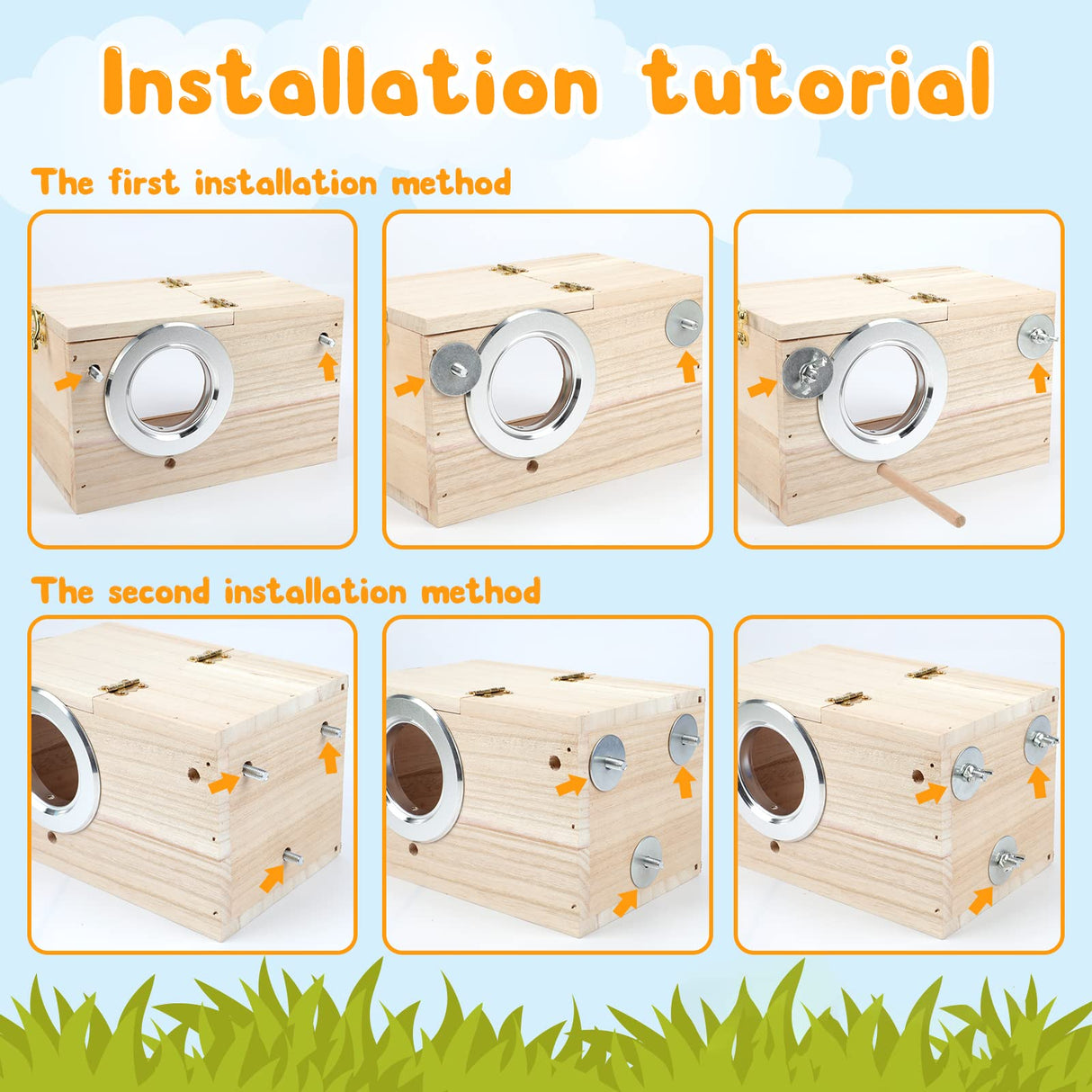 Rypet Parakeet Nesting Box Transparent Design, Thwartwise Bird Nest Breeding Box with Perch Wood Bird Cage House for Cockatiel Lovebirds Budgie Finch Parrotlets Canary M Rypet