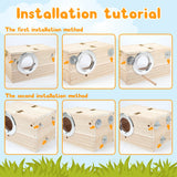 Rypet Parakeet Nesting Box Transparent Design, Thwartwise Bird Nest Breeding Box with Perch Wood Bird Cage House for Cockatiel Lovebirds Budgie Finch Parrotlets Canary M Rypet